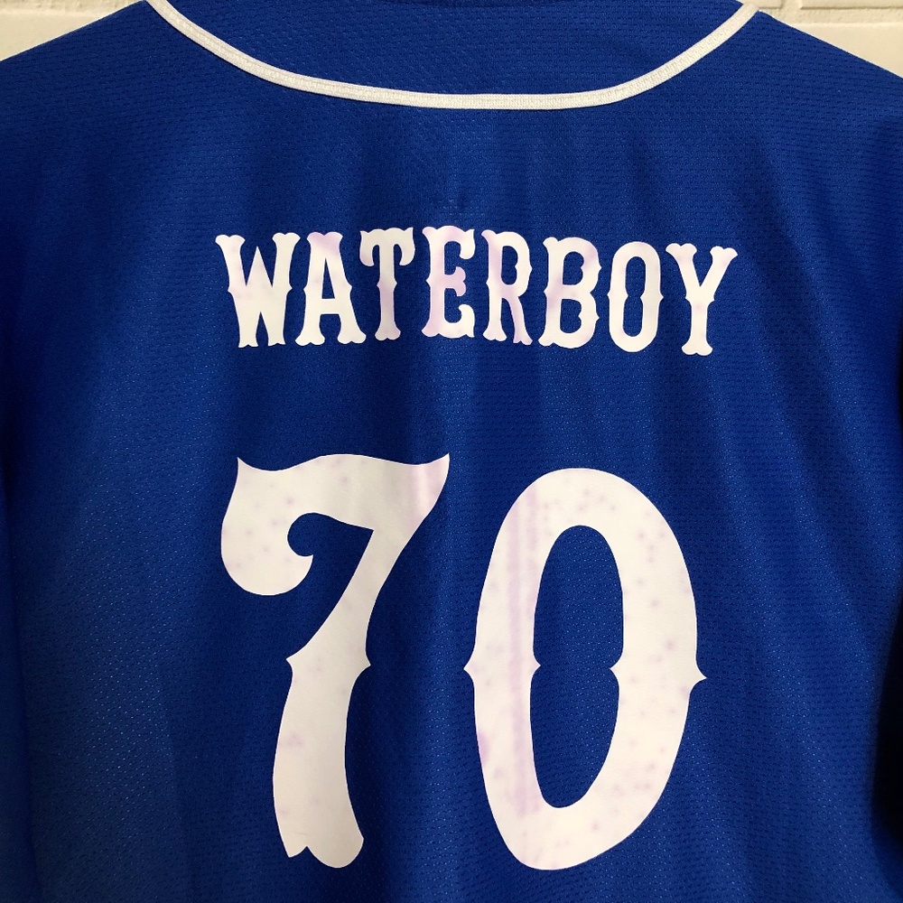 Los Pollos Hermanos Homerunos #70 Waterboy Breaking Bad Blue Baseball Jersey S - Picture 7 of 9